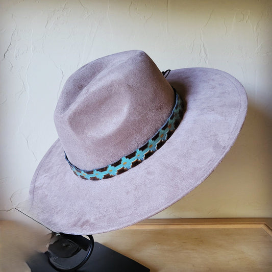 Blue Navajo Western Leather Band w/ Choice of Boho Hat 984x