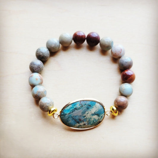 Aqua Terra Beaded Bracelet with Center Accent 809n