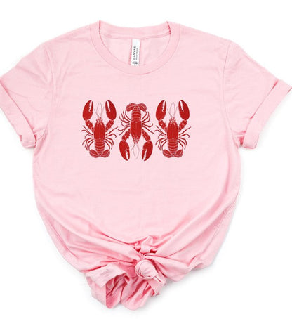 3 Red Lobsters Graphic Top Tee