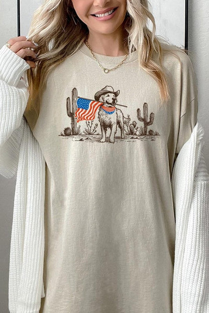 American Cowboy Dog Graphic Heavy Cotton Tee