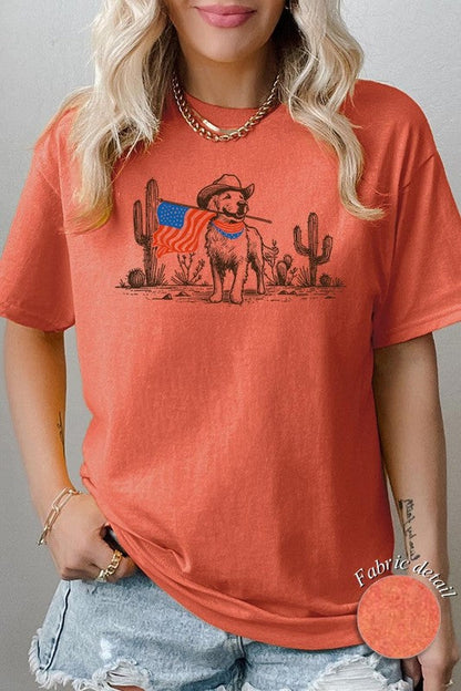 American Cowboy Dog Graphic Heavy Cotton Tee