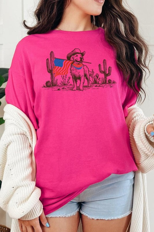 American Cowboy Dog Graphic Heavy Cotton Tee