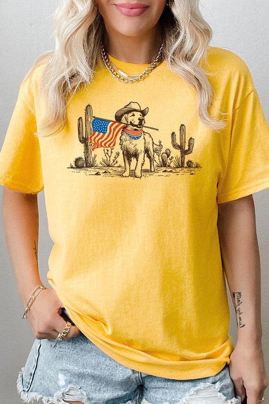 American Cowboy Dog Graphic Heavy Cotton Tee