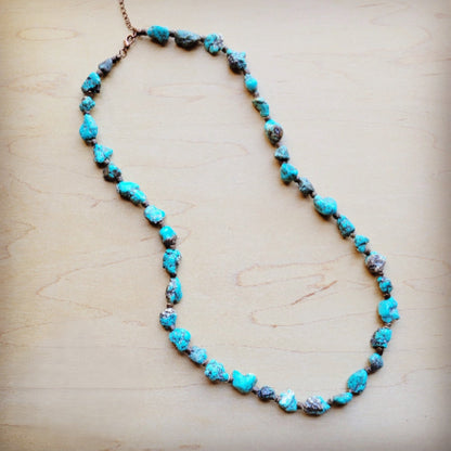 Long Blue Turquoise and Wood Necklace 259k