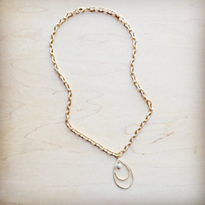 Matte Gold Necklace w/ Matte Gold Pearl Pendant 259o