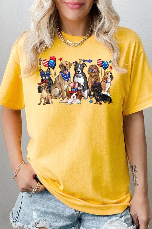 4th of July dogs Graphic Heavy Cotton Tee