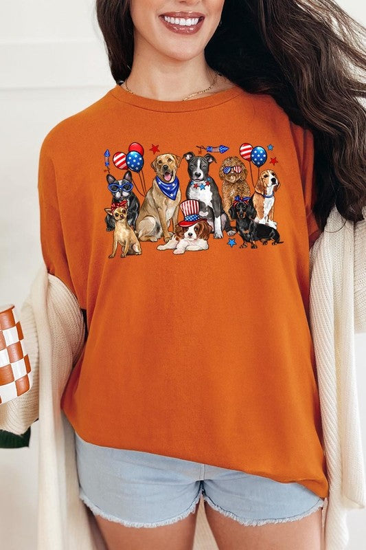 4th of July dogs Graphic Heavy Cotton Tee