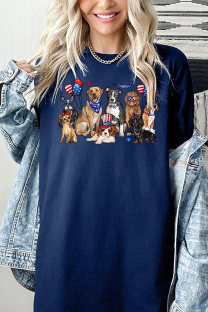 4th of July dogs Graphic Heavy Cotton Tee