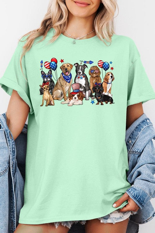 4th of July dogs Graphic Heavy Cotton Tee