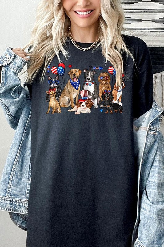 4th of July dogs Graphic Heavy Cotton Tee