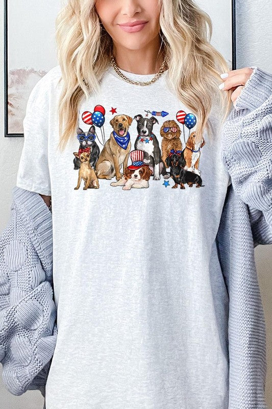 4th of July dogs Graphic Heavy Cotton Tee