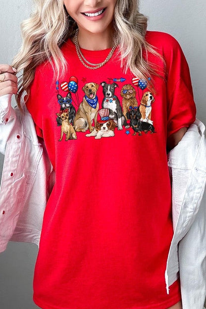 4th of July dogs Graphic Heavy Cotton Tee