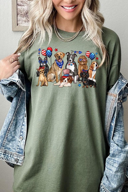 4th of July dogs Graphic Heavy Cotton Tee