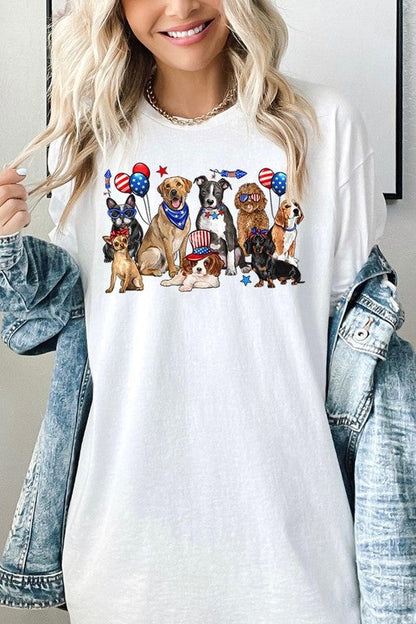 4th of July dogs Graphic Heavy Cotton Tee