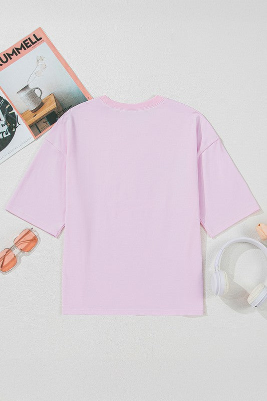 Women Flag Bow Graphic Crewneck Tee