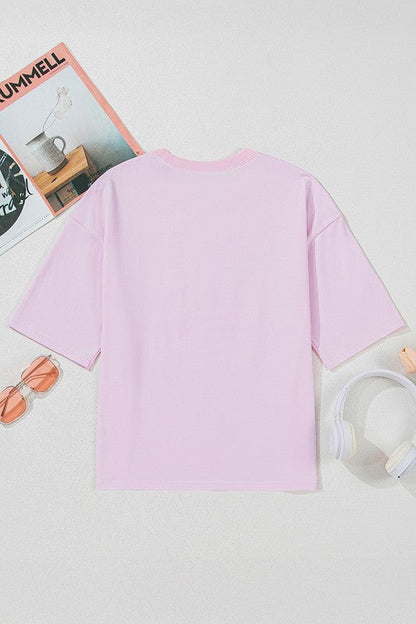 Women Flag Bow Graphic Crewneck Tee