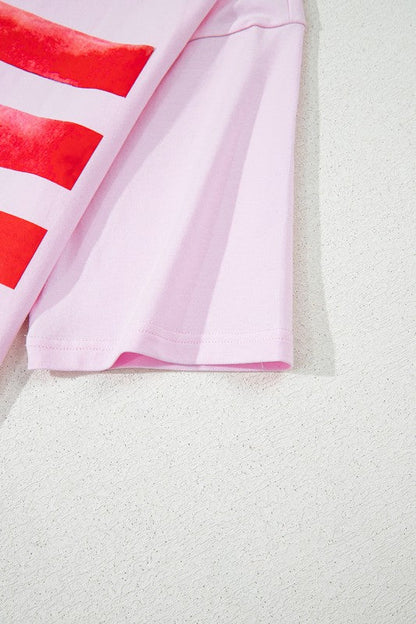 Women Flag Bow Graphic Crewneck Tee