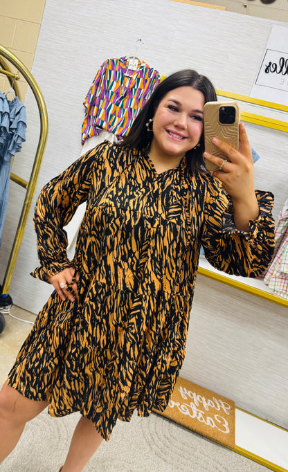 Caramel & Black Tiger Dress