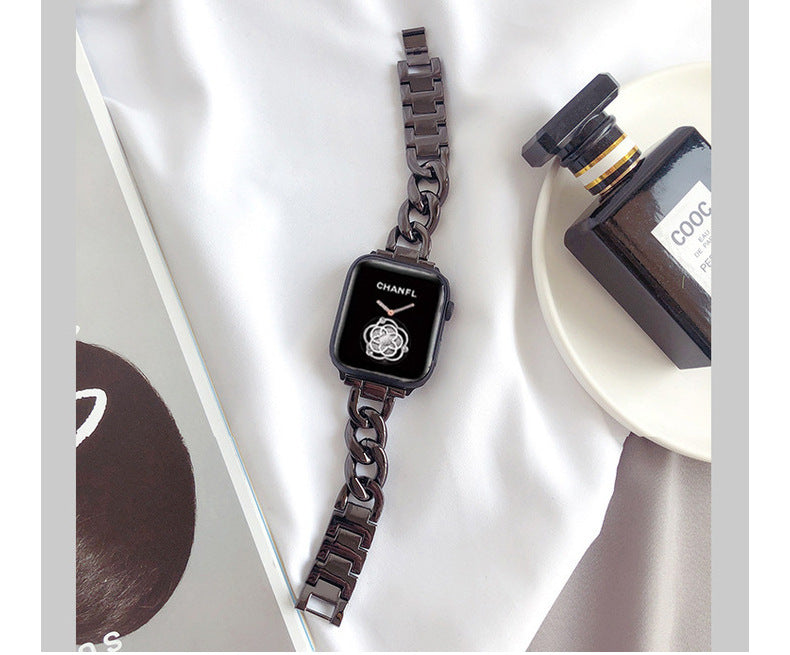 Chic Tweed Metal Premium Watch Strap for Apple Watch Series 9 8 7 6 5 4 3 2 1 SE Ultra 38mm 40mm 41mm  42mm 44mm 45mm 49mm