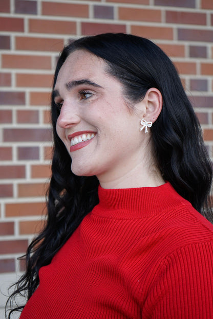 Bow Studs - White Shimmer