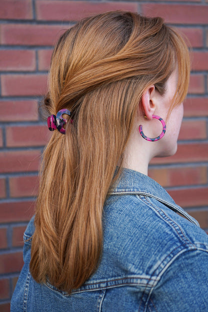 Claire Hair Claw Trio - Blue Tortoise, Snow Tortoise, and Fuchsia Tortoise