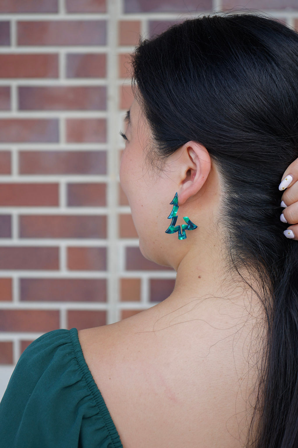 Christmas Tree Hoops - Dark Green