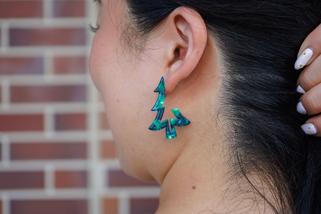 Christmas Tree Hoops - Dark Green