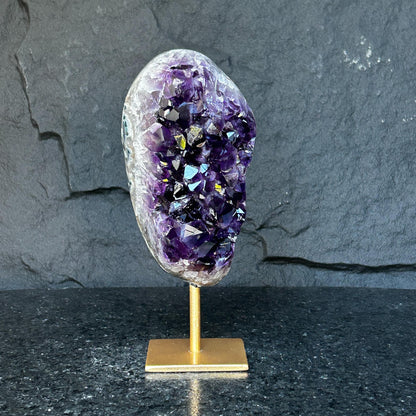 Unique Premium Amethyst with Display, Raw Amethyst Geode on Stand