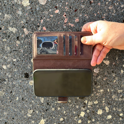 Vegas Premium Leather iPhone 15 Plus Wallet Case with MagSafe | Detachable RFID Blocking Luxury Wallet