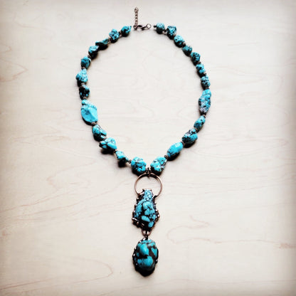 Blue Turquoise Necklace w/ Soldered Turquoise Pendant 259j