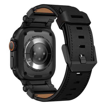 Leather Tactical Band for Apple Watch Ultra – 26mm Wide, Mecha-Style Connectors, Adventure-Ready