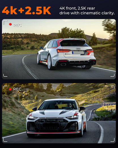 M4 2ch Mirror Dash Cam with 4K Front and 2.5K Rear Cameras, 12"IPS Touchscreen