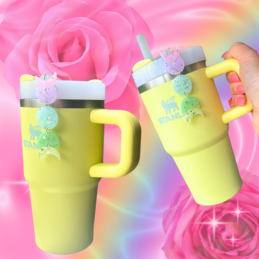 Pastel Rainbow Moon Phase Tumbler Cup Charms 40oz | 30oz | 20 oz | 14oz Tumbler Cup Accessories | 40oz Tumbler Accessories