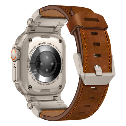 Leather Tactical Band for Apple Watch Ultra – 26mm Wide, Mecha-Style Connectors, Adventure-Ready
