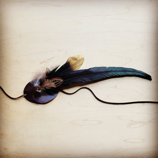 **Black and Gold Feather Band 983e No stone