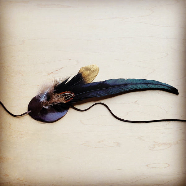 **Black and Gold Feather Band 983e No stone