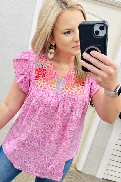 Pink Party Embroidery Blouse