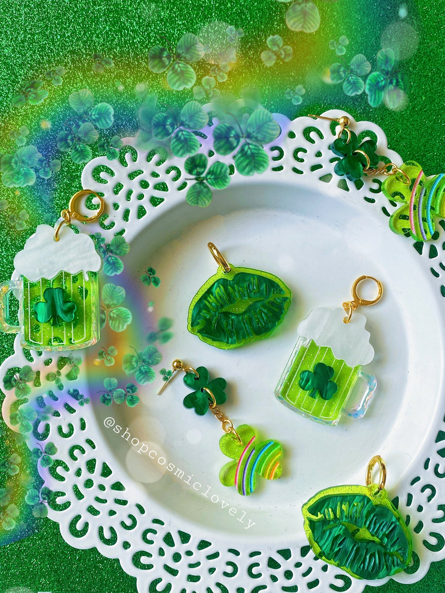 Rainbow Shamrock Earrings