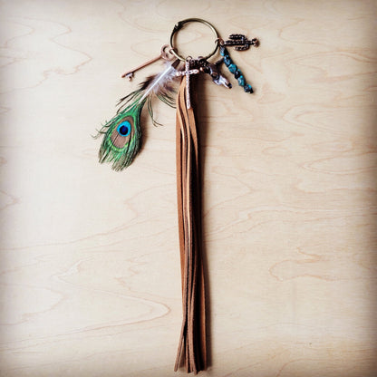 Boho Western Leather Boot Bling Charm Peacock & Turquoise 500h