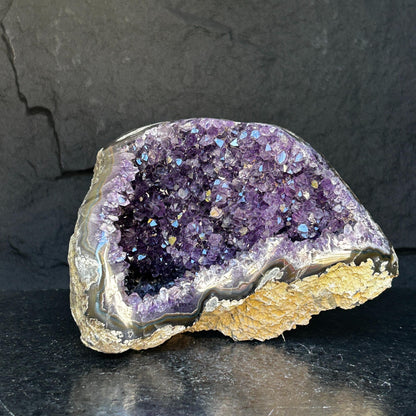 Amethyst Centerpiece Cave Geode with Agate Formations, Toptable Home Decor Crystal, High Quality Quartz Cluster from Uruguay