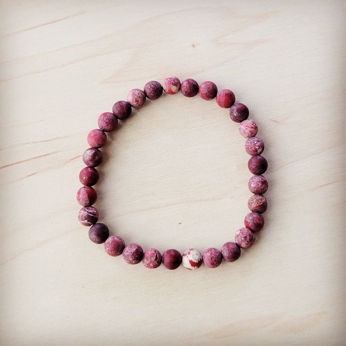 **Pink Agate Beaded Stretch Bracelet 810y