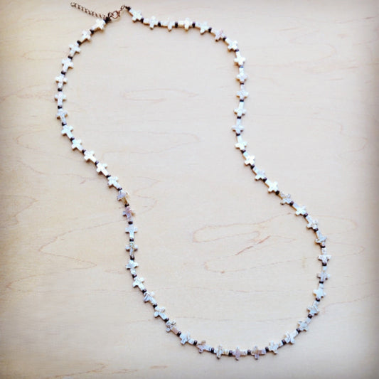 **Long Mother-of-Pearl Cross Necklace 259p
