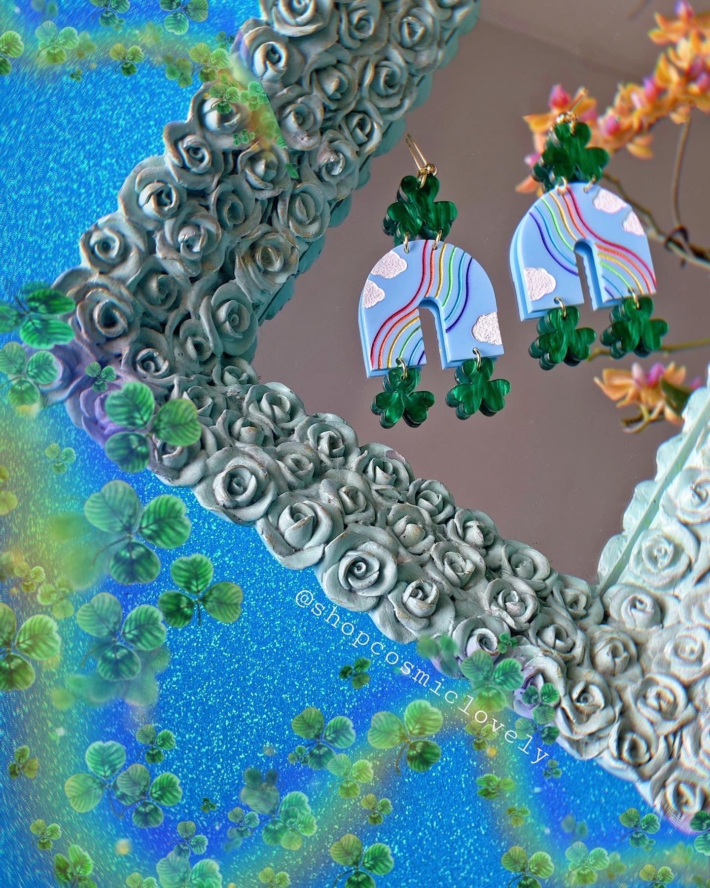 Rainbow Sky Shamrock Earrings