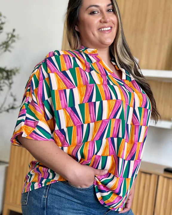 Geometric Bright Colors Blouse