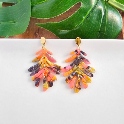 Petite Palm Earrings - Bird of Paradise