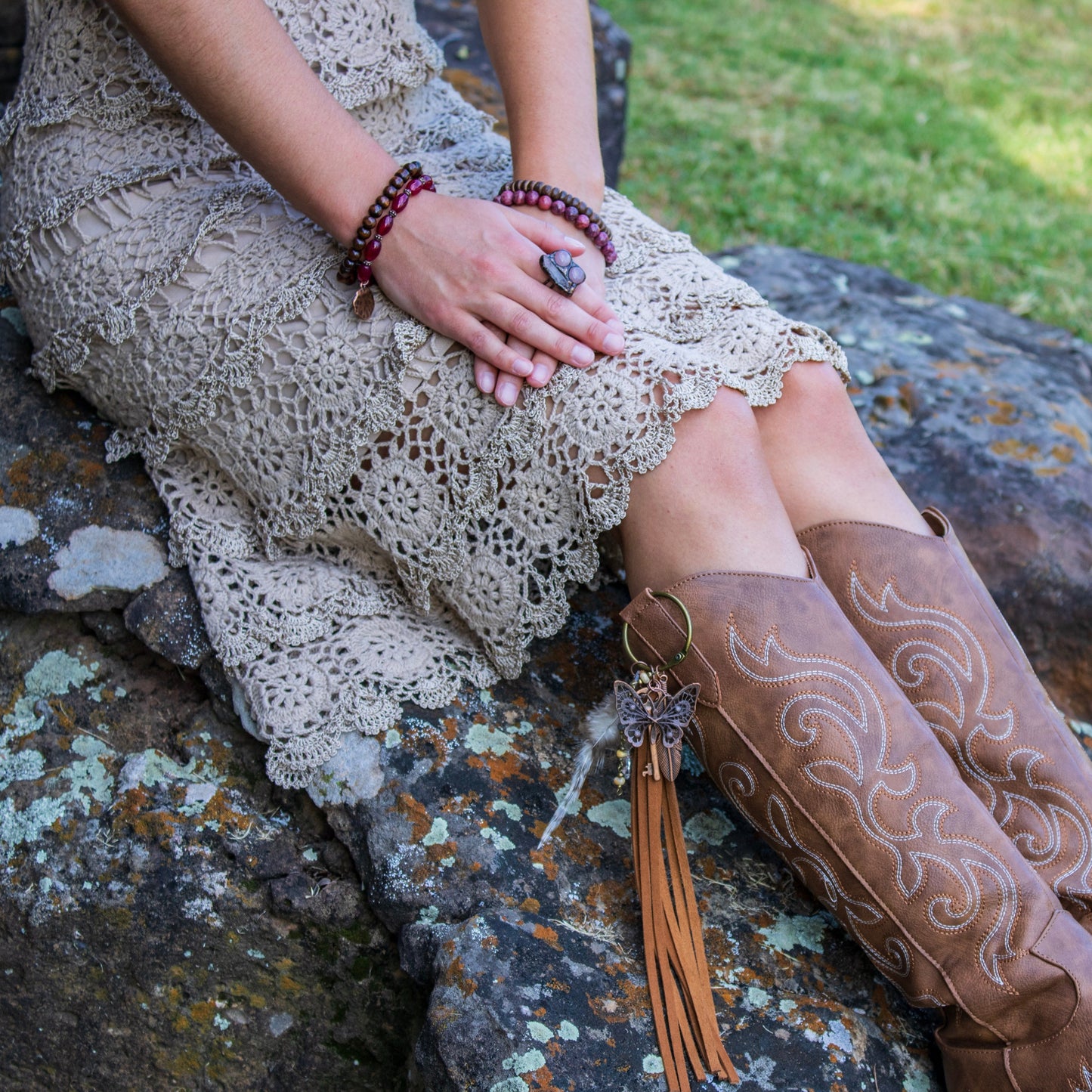 Genuine Rose Quartz Ring in a Copper Setting 012ff