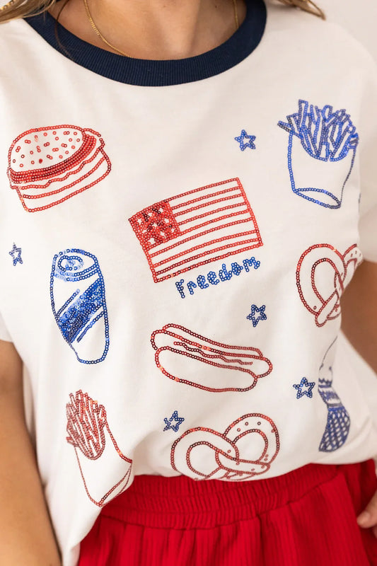 Freedom Sequin Embroidered Top