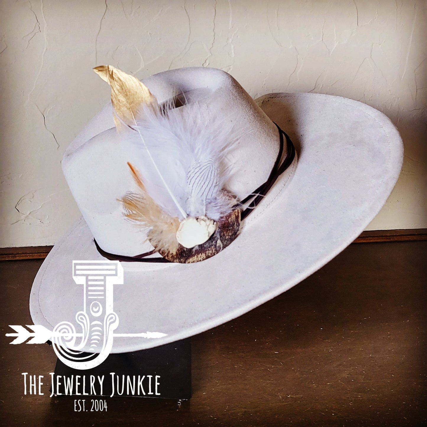 Boho Western Hat w/ Choice of Feather Hat Band-Bone 981z
