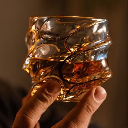Gold Line Storm Japanese Crystal Whisky Glass