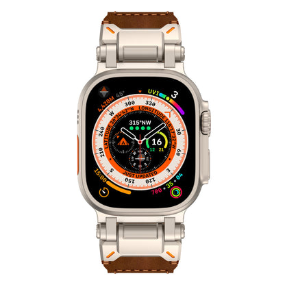 Leather Tactical Band for Apple Watch Ultra – 26mm Wide, Mecha-Style Connectors, Adventure-Ready